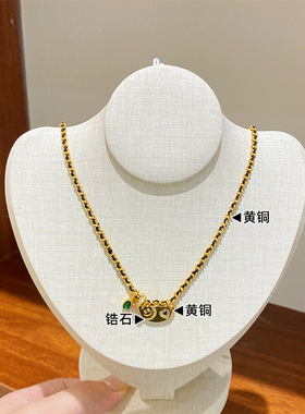 欧美复古时尚精致微镶锆石笑脸编织项链轻奢减龄气质百搭锁骨链