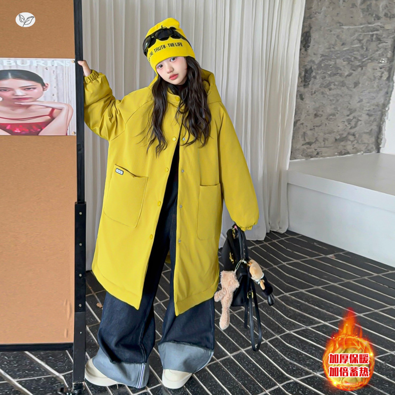 女童2025年冬季新款时尚户外冲锋衣潮酷小女孩外套中长款加厚棉服,童装棉衣,祺儿童装 女童2025年冬季新款时尚户外冲锋衣潮酷小女孩外套中长款加厚棉服,童装棉衣,祺儿童装