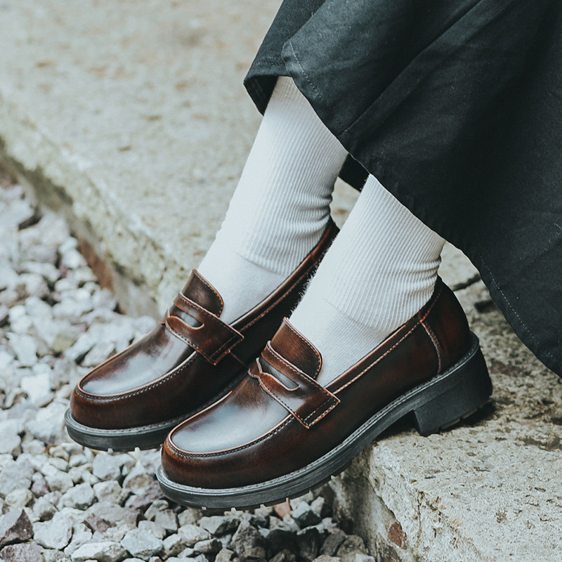 2025新款一脚蹬jk制服鞋软妹学院风秋季薄款牛筋软底复古小皮鞋女