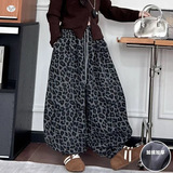 女童2025秋冬新款时尚豹纹灯笼裤女大童户外原宿风显瘦弯刀阔腿裤，童装裤子，祺儿童装