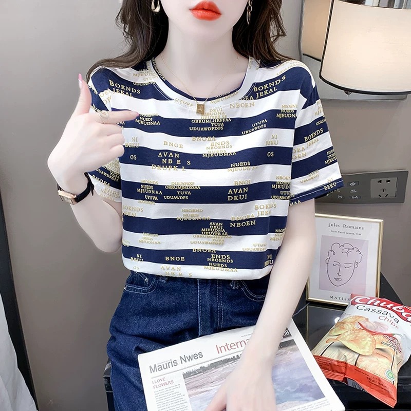 夏季女士正肩白色短袖t恤新款宽松显瘦大码夏装半袖体恤上衣ins