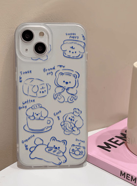 Sketch Bread Puppy Matte Soft Phone Case 适用 iPhone 17 16 15 Pro 14 Pro 13 11 XR XS Large Cutout
