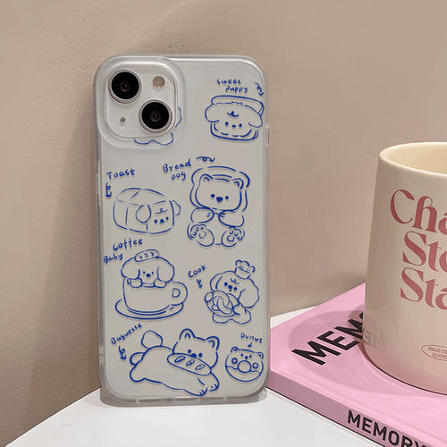Sketch Bread Puppy Matte Soft Phone Case 适用 iPhone 17 16 15 Pro 14 Pro 13 11 XR XS Large Cutout