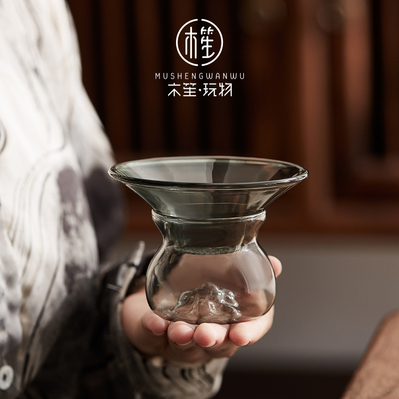 玻璃茶漏木笙玩物公道杯茶水分离