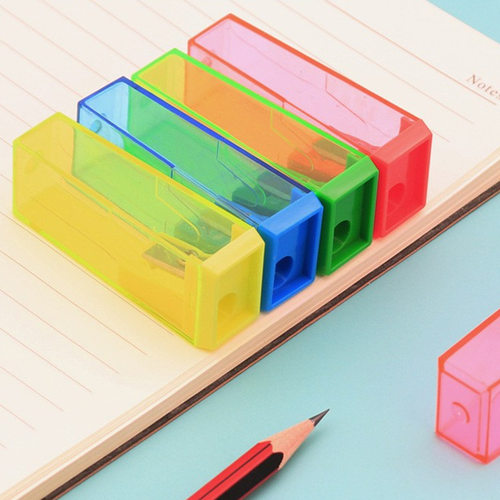 24个 环保桶卷笔刀学生铅笔刀眉笔透明垃圾桶转笔刀打火机削笔器