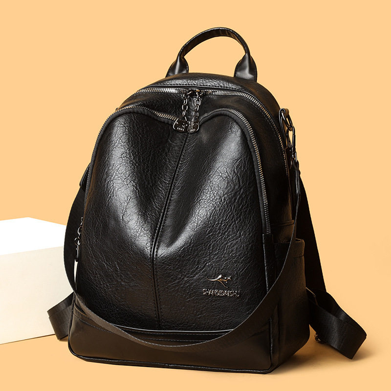 真皮双肩包女2026新款韩版女士户外背包大容量旅行包包妈咪包