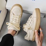拼色学院风拉毛软皮面小白鞋系带百搭板鞋潮鞋XZ517-1XZ1509P60，男鞋休闲鞋，星座517-1