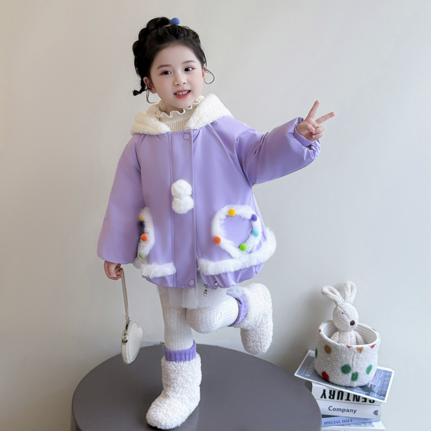 女童冬装棉服2025新款女美人鱼公主棉袄加厚洋气儿童加绒棉衣P96，童装棉衣，祺妙童装