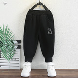 童秋冬加绒小熊裤子冬装儿童一体绒休闲卫裤中小童束脚长裤孩，童装裤子，祺儿童装