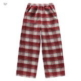 女童加绒格子裤2025秋冬新款新年阔腿裤中大童休闲直筒裤冬装长裤，童装裤子，祺儿童装
