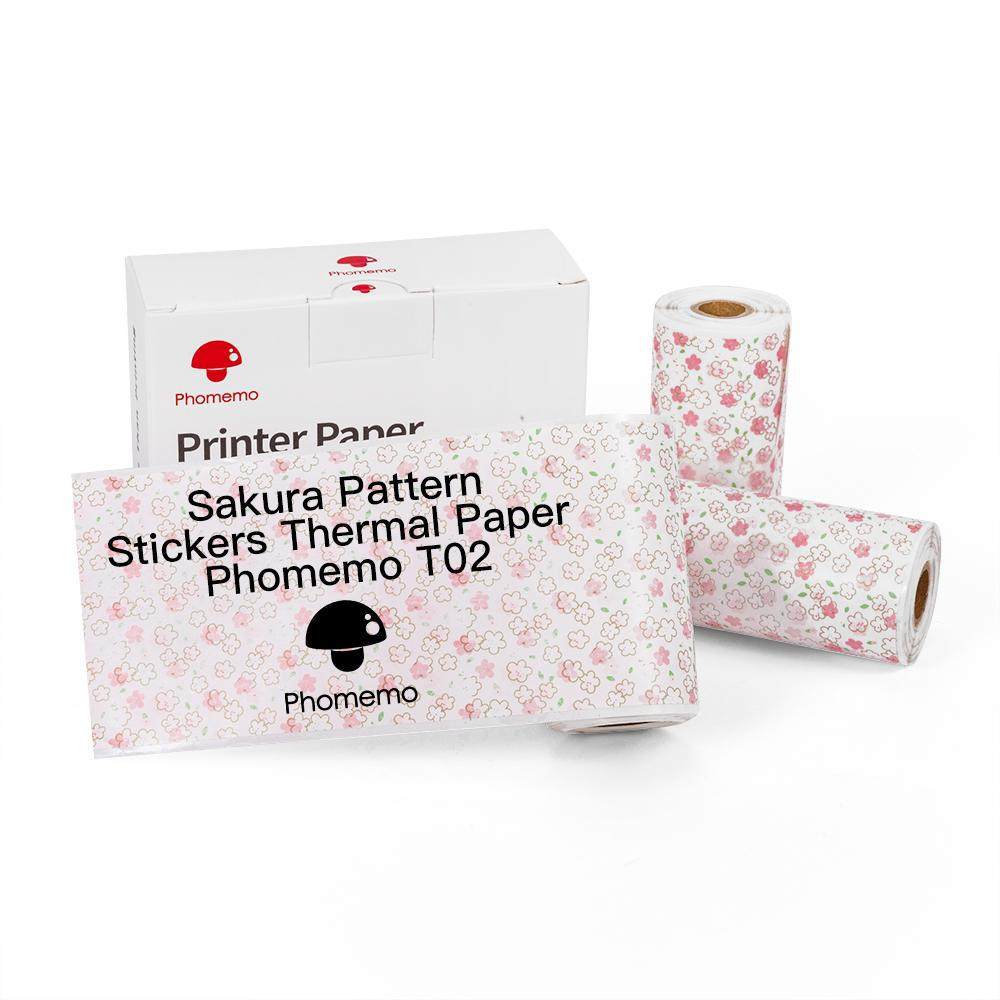 PHOMEMO 50 53MM T02|M02X 자체 접착 인쇄 용지 감열지 패턴 스티커 3개 롤 상자