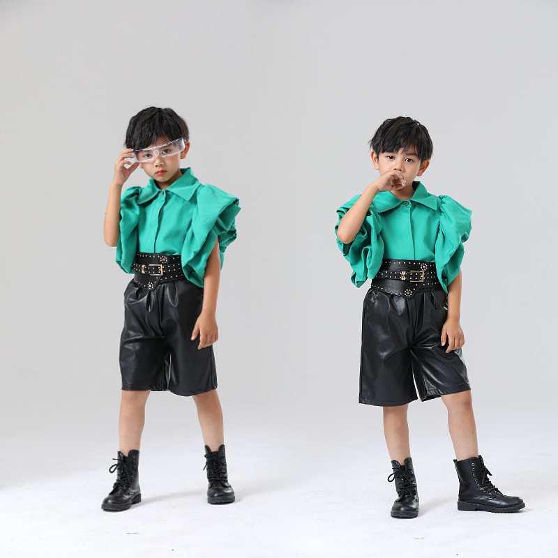 男童皮衣t台演出服潮酷团体潮服