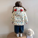 女小童加绒棉服冬季2025新款女彩点加厚外套冬装儿童卡通棉衣P115，童装棉衣，祺妙童装