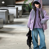 女童夹棉加厚冲锋衣外套2025秋冬新款中大童工装派克服摇粒绒内胆，童装外套，祺儿童装
