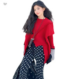 女童2025年春秋新款不规则拼块年货毛衣波点毛线裤子女大童新春潮，童装毛衣，祺儿童装