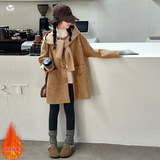 女童呢大衣2025年秋冬新款中大儿童针织帽呢子外套中长款风衣韩系，童装外套，祺儿童装