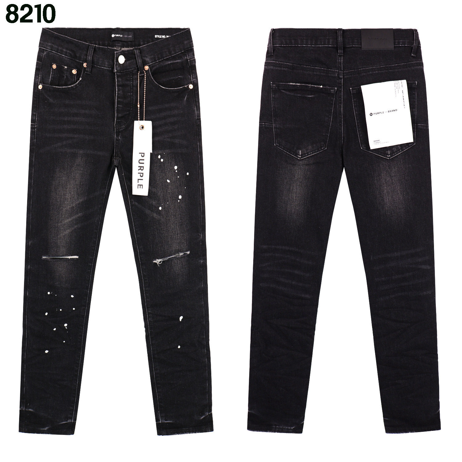 2024 American Style Trendy Brand Ripped Patchwork Ash Gray Men's Casual Straight-Leg Jeans Wholesale foto 5