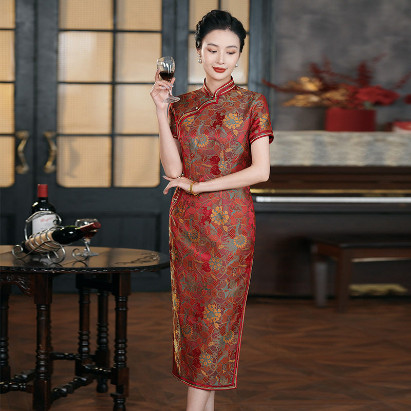 喜婆婆旗袍中年妈妈婚宴装2026新款礼服高端气质结婚红色喜服年轻