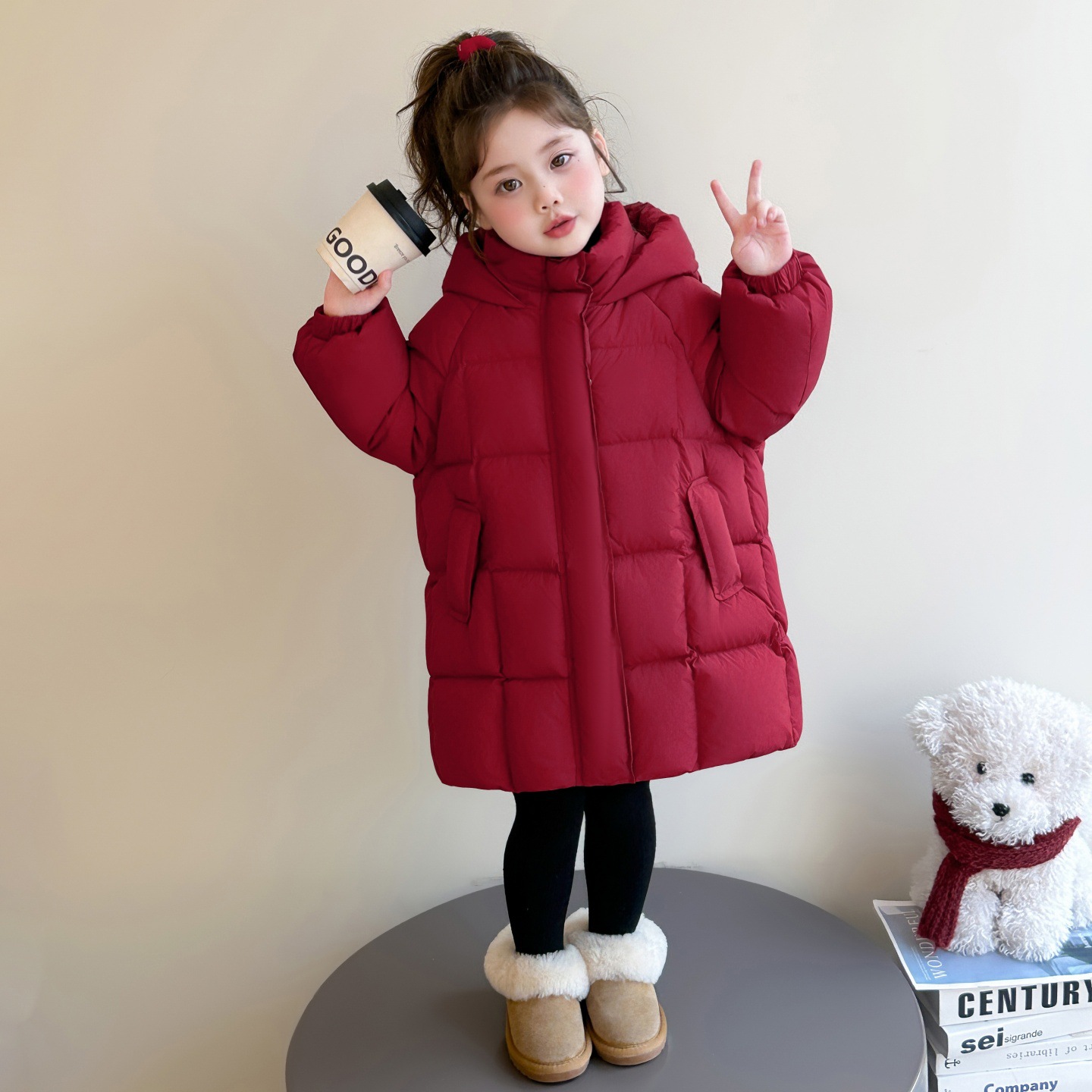 女童中长款羽绒服冬装2025新款儿童加厚小女孩洋气秋冬季外套P192，童装羽绒服，祺妙童装