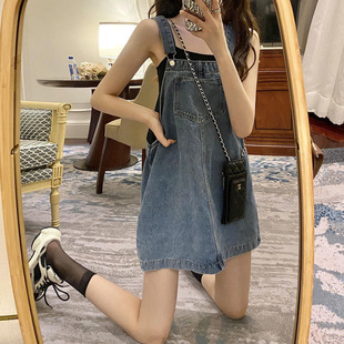 牛仔背带裙女装春夏季小个子连衣裙女2026新款学生韩版宽松短裙子