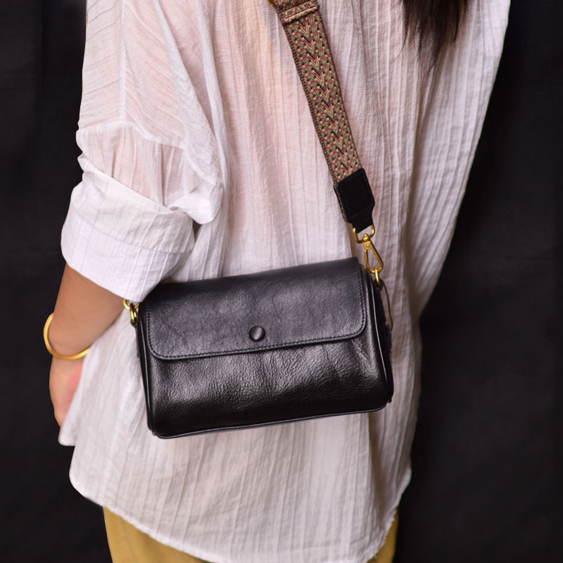 包盖式枕头包复古真皮大容量女便携通勤休闲宽带肩斜挎包腋下包