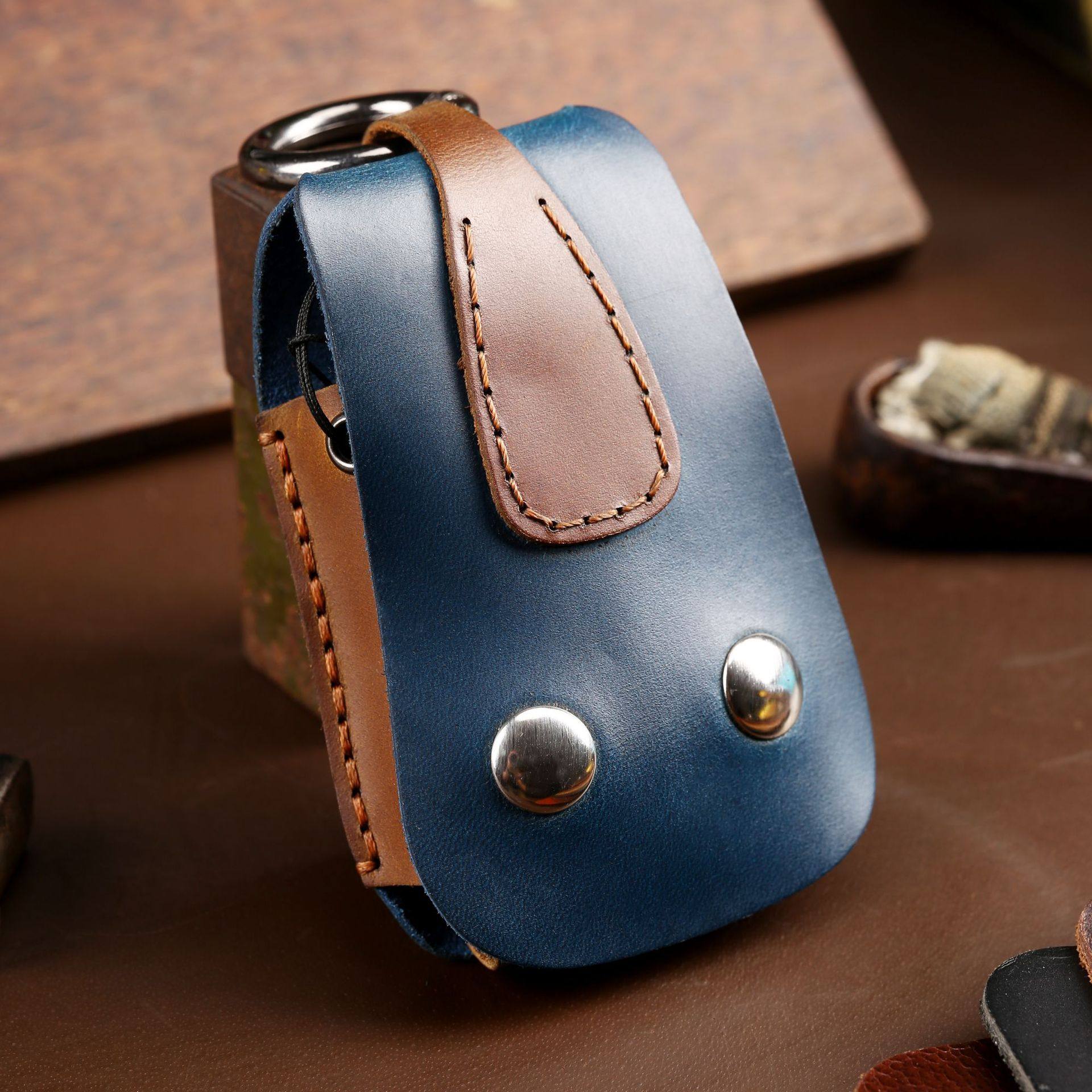 钥匙包通用型疯马皮创意钥匙扣可挂腰真皮手工钥匙套防丢钥匙