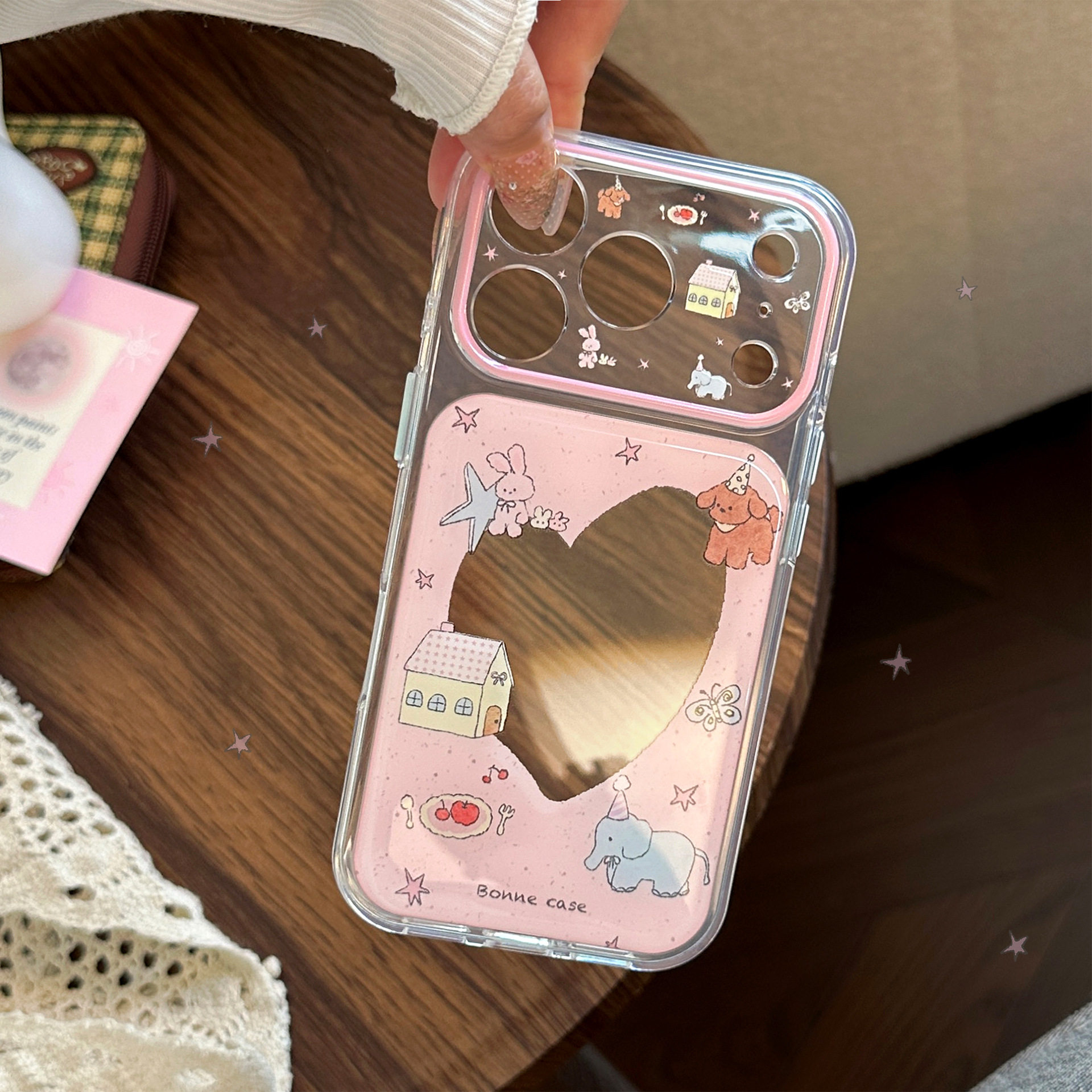 AceCase少女动物派对苹果17PROMAX手机壳适用iphone16透明14滴胶卡通15全包