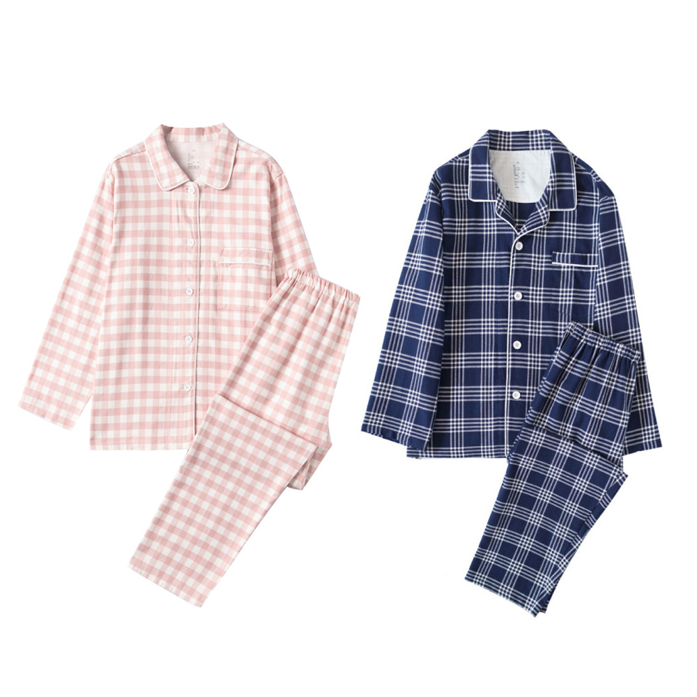 无印良品法兰绒睡衣家居服套装无侧缝秋冬磨毛棉绒情侣保暖透气