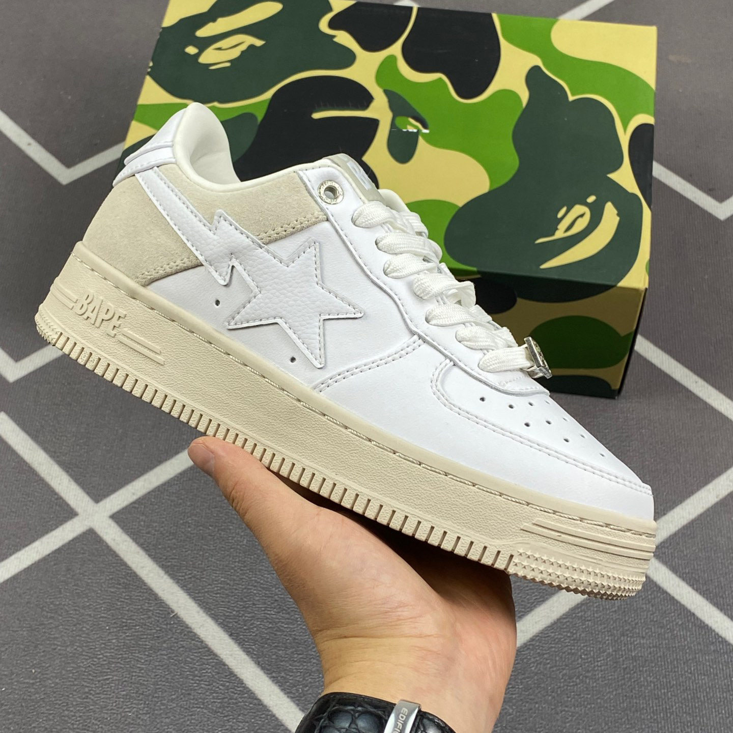 Putian Cross-Border Bapegoose Sta Camouflage Street Fashion Vibe Couple Shoes Breathable Leather Shoes for Men and Women foto 5