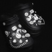 花卡扣配件 配饰银色水晶钻石链条配饰鞋 卡骆驰crocs Cross洞洞鞋