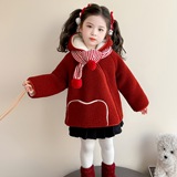 女小童外套秋冬季2025新款女加绒加厚冬装儿童夹棉毛毛衣P76，童装外套，祺妙童装