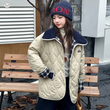 女童夹棉外套2025年秋冬新款中大童双面穿棉服格子拼接夹克衫棉衣，童装棉衣，祺儿童装