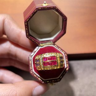 开口港风夸张轻奢风精致中古彩色锆石戒指女小众设计戒子指环