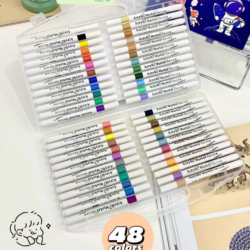 美术丙烯马克笔可叠色儿童绘画专用学生彩色画笔涂鸦水性不透色,文具电教/文化用品/商务用品,水彩笔,淘宝优惠券,粉丝福利购,淘宝优惠卷