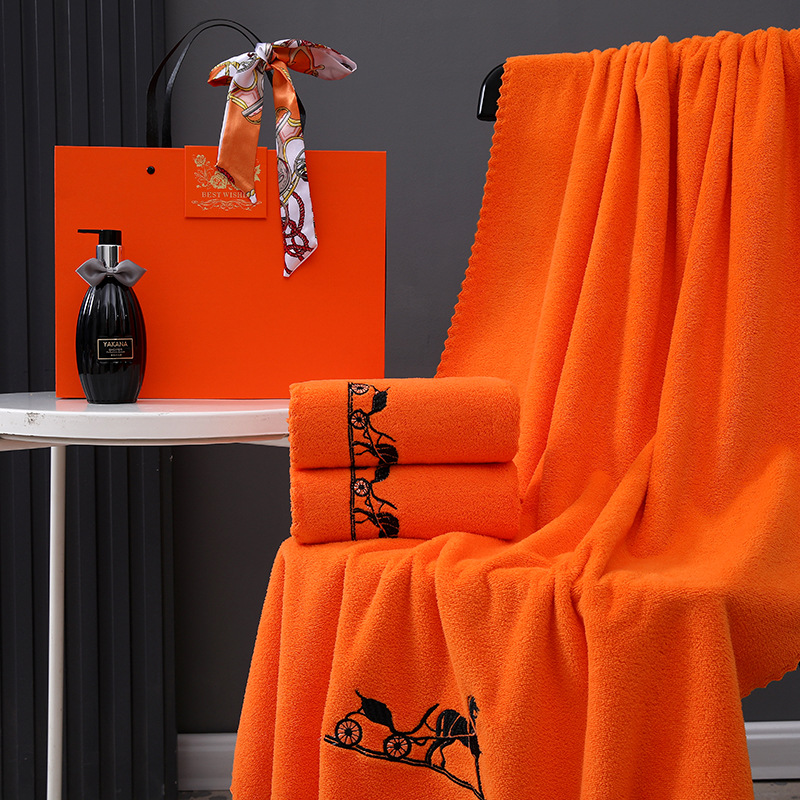 毛巾浴巾礼盒三件套装年会礼品绣字公司员工福利婚庆回礼可定logo