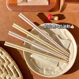 新款 不小家 奶油风合金筷子颜值防滑ins风家用防霉耐温一人一筷