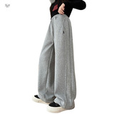 女童2025冬季新款休闲加绒加厚针织卫裤女大童户外保暖阔腿休闲裤，童装裤子，祺儿童装