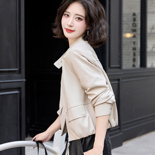 皮衣外套女设计感小个子春秋独特超好看机车服夹克上衣 2024短款