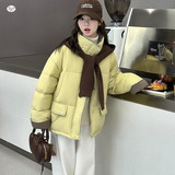 女童2025年冬季新款小清新立领月光绿棉衣女大童户外加绒披肩棉服，童装棉衣，祺儿童装