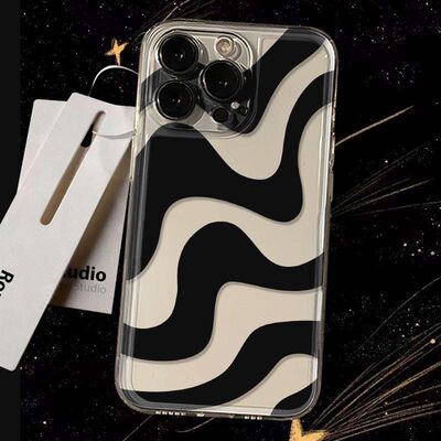 Black Stripe Clear Transparent Shockproof Case 适用 iPhone 17 16 Pro Max 15 14 Precise Space Case