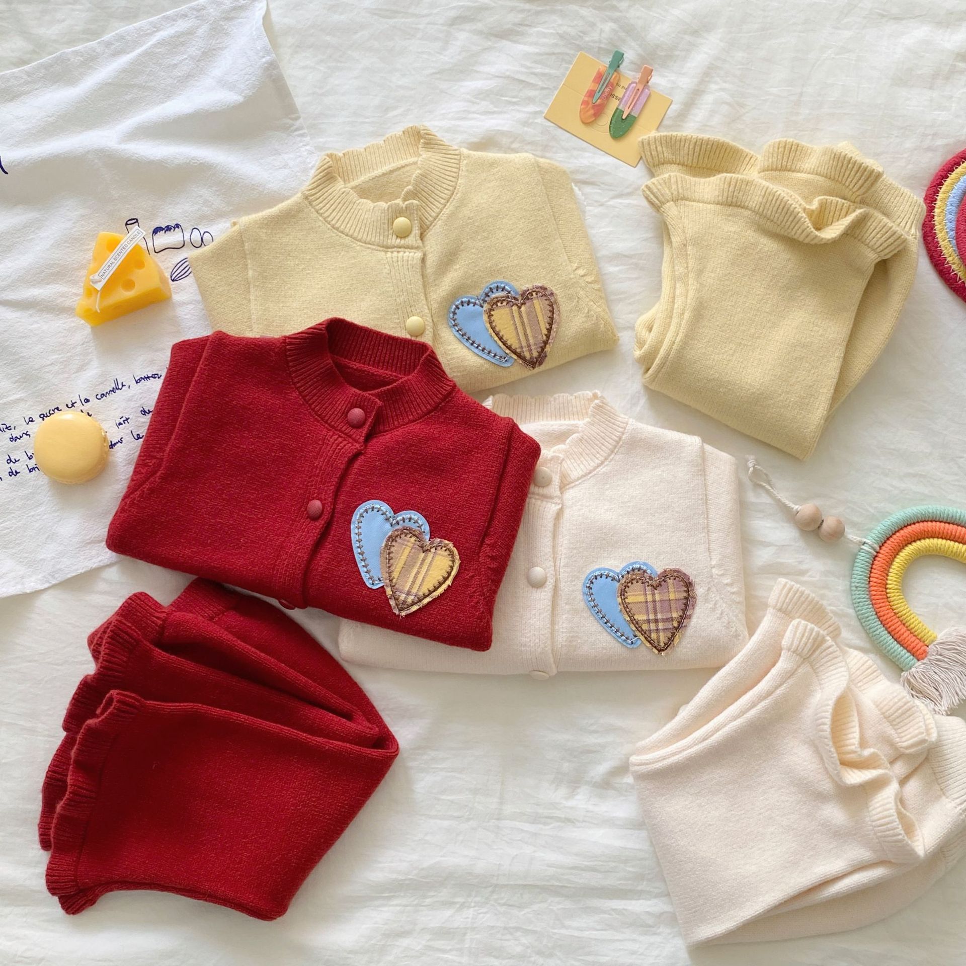 婴儿春秋套装针织衫开衫衣服手工编织女宝宝毛衣女孩秋装洋气外套