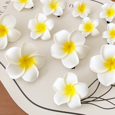 韩国鸡蛋花朵发夹赵露思同款森系海边度假发卡鸭嘴夹网红头饰