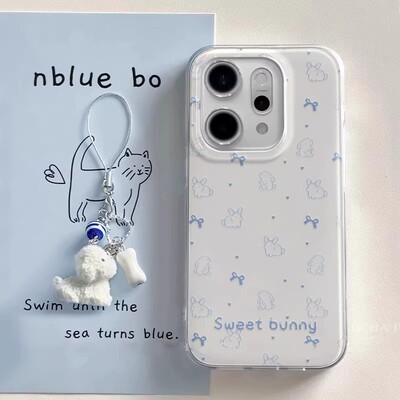 Cartoon rabbit bowknot Case适用iphone 11 12 13 14 15 16 plus 17 pro max XR XS MAX