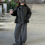 黑色皮衣棉服 黑色皮衣棉服