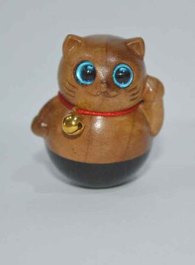 金丝楠木不倒翁招财猫铃