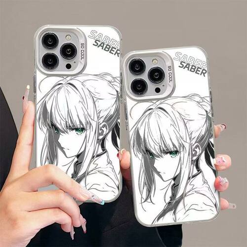 亚瑟王Saber彩银壳iPhone17AIR苹果独特好看手机壳16PROMAX硬壳15plus白色14/13/12/11高级感动漫保护套mini