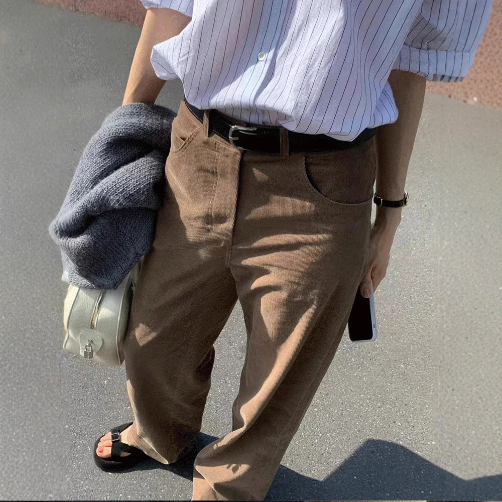 ounce宽松自然腰韩国长裤休闲裤