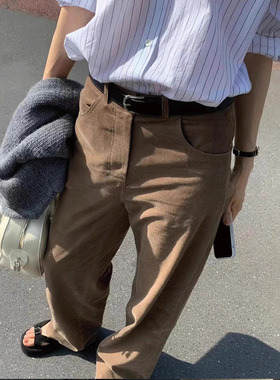 ounce现H25秋款韩东大门宽松显瘦休闲百搭纯色复古直筒休闲裤长裤