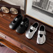 小女孩百搭单鞋 女童小皮鞋 软底豆豆鞋 儿童银色公主鞋 2026春秋新款