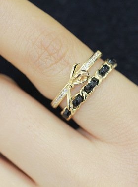 戒指镀金开口双层食指指环戒子女